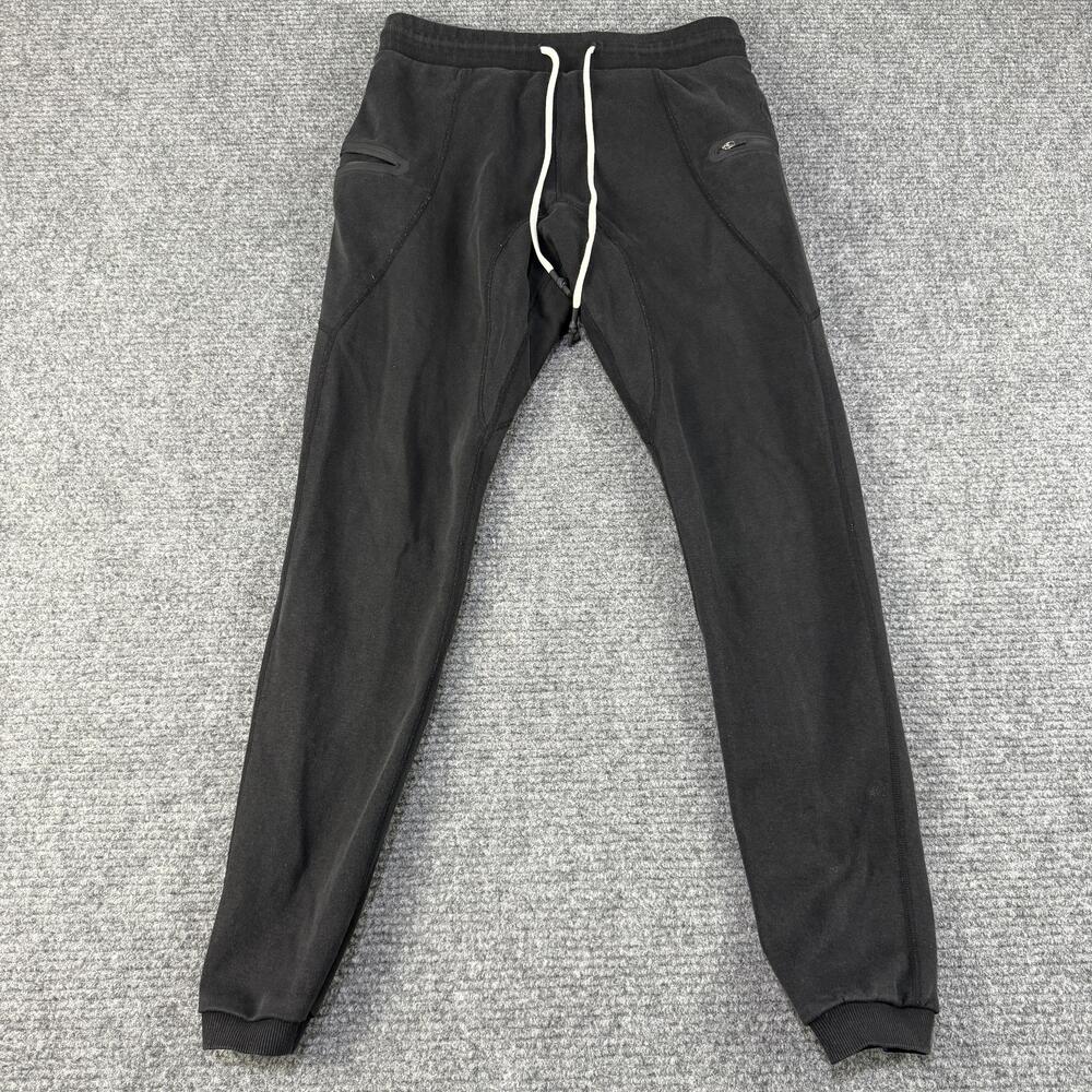 ASRV Pants Mens 32 Black Jogger Drawstring Solid Athletic Sweatpants Zip Pockets